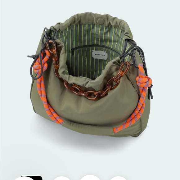 Rotunda Sant Olive Green Bucket Bag with Orange Accents - Picture 1 of 8